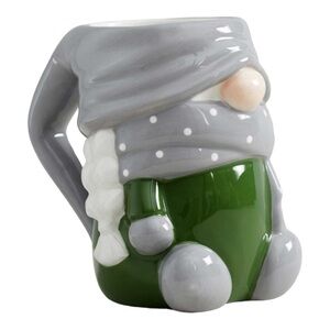 Pottery Barn Gnome Gnomette Ceramic Mug Holiday Figural Whimsical -Green Sweater
